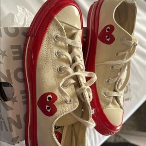 Converse Kids' Cream and Red Heart Sneakers